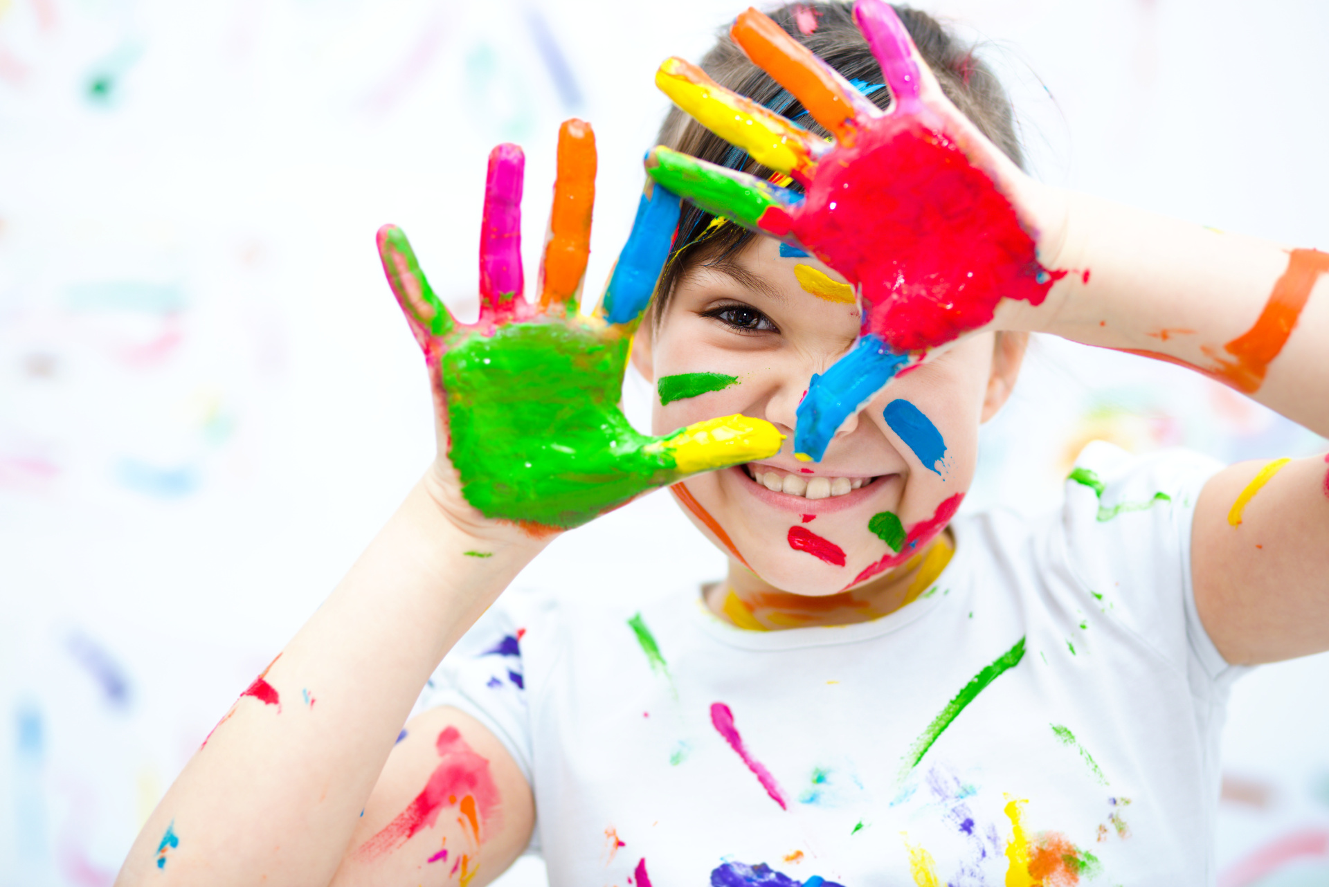 Cute girl playing with paints Cute girl playing with paints