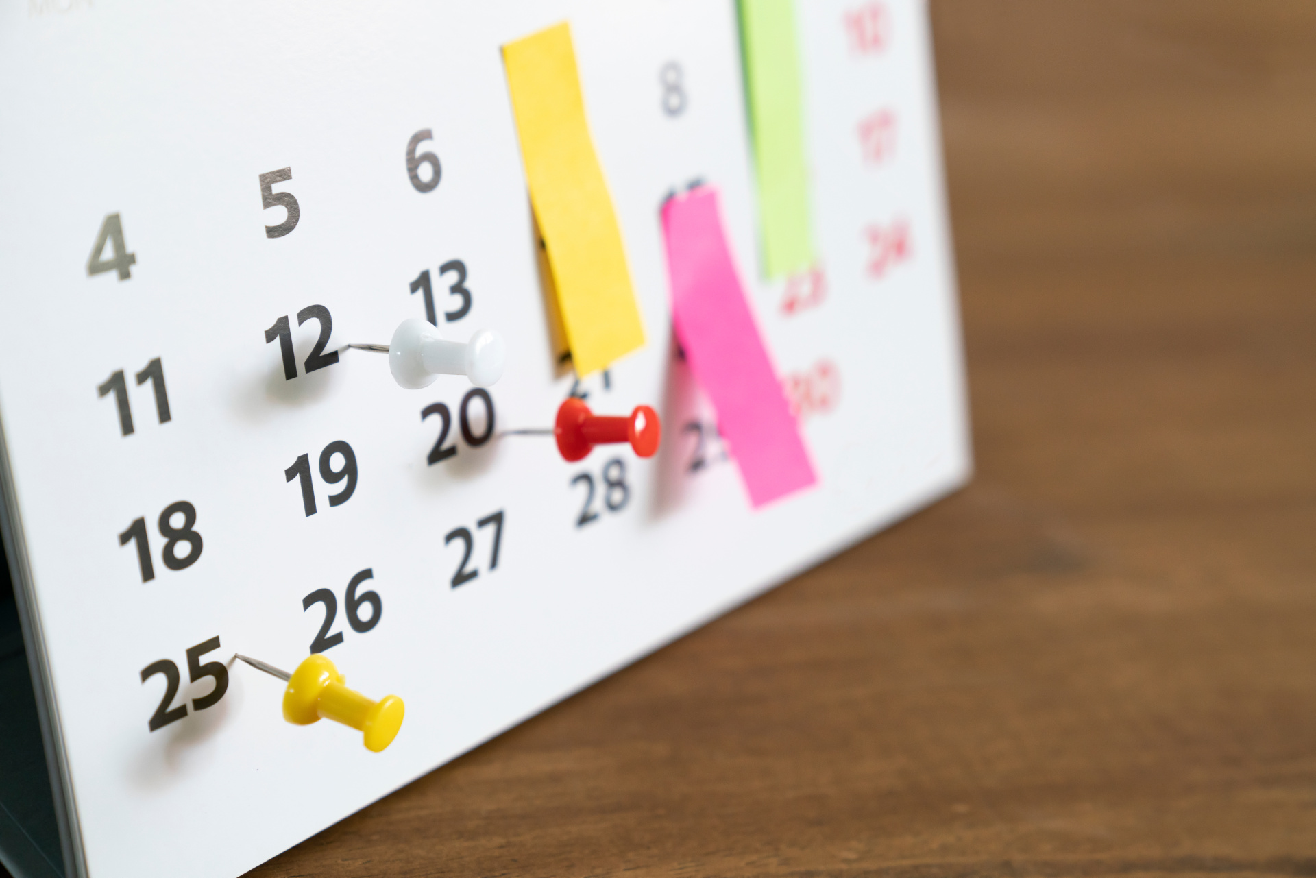 close up of calendar on the table, planning for business meeting