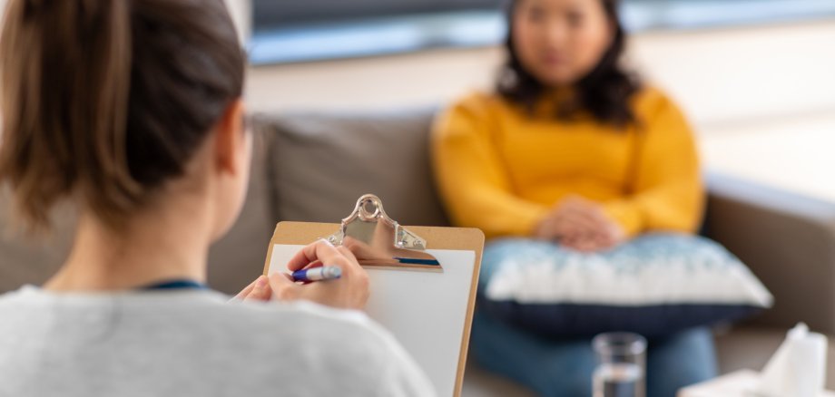 psychologist and patient at psychotherapy session