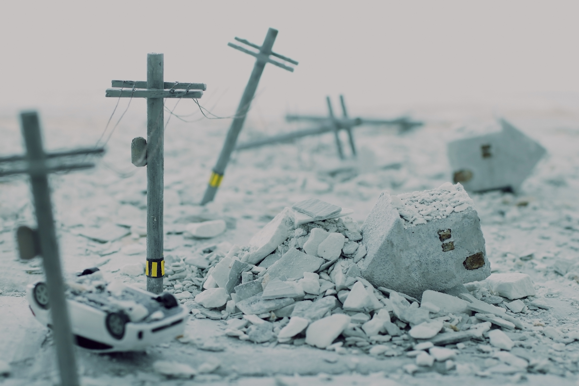 災害後の街のジオラマ風景のイメージ 災害後の街のジオラマ風景のイメージ