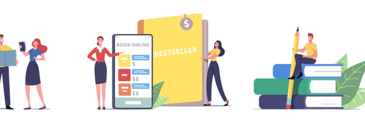 Personen die sich mit Büchern auseinander setzen