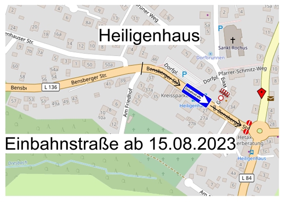 Einbahnstraßenregelung ab dem 15.08.2023 an der L136
