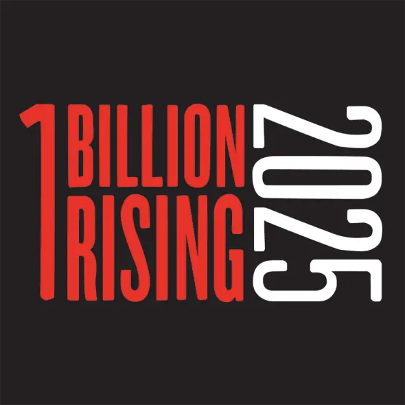 Das Plakat zeigt One Billion Rising eine weltweite Kampagne für ein Ende der Gewalt gegen Frauen und Mädchen und für Gleichstellung