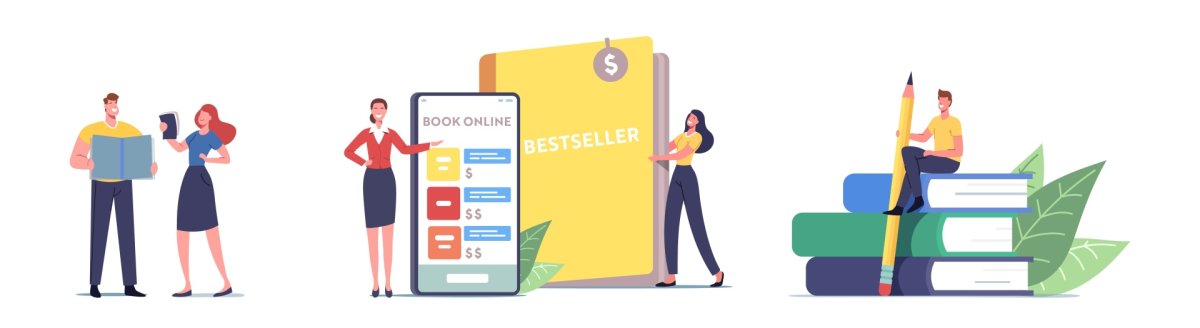 Personen die sich mit Büchern auseinander setzen