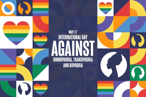 Ein Plakat auf dem der 17. Mai der Internationaler Tag gegen Homo-, Bi-, Inter- und Transphobie hingewiesen wird